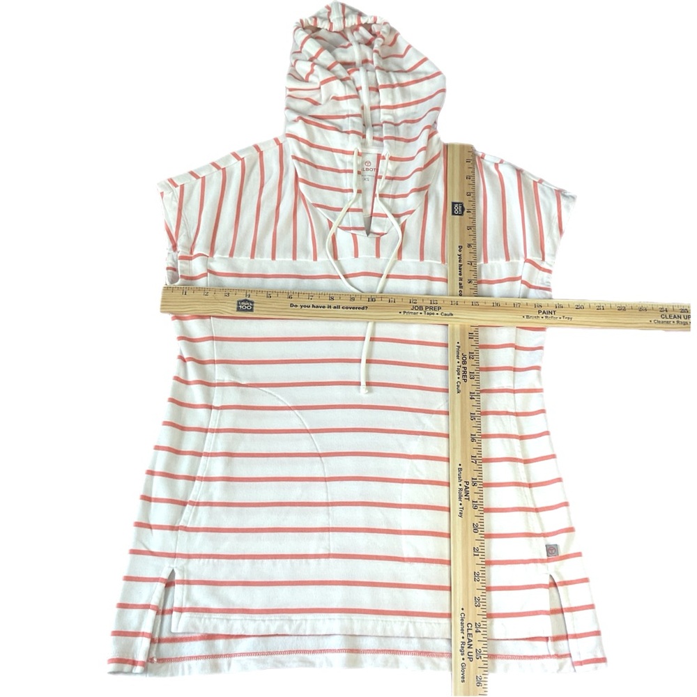 Talbots XSm Orange White Striped Hoodie French Pockets Drawstring Very Soft - Picture 9 of 10